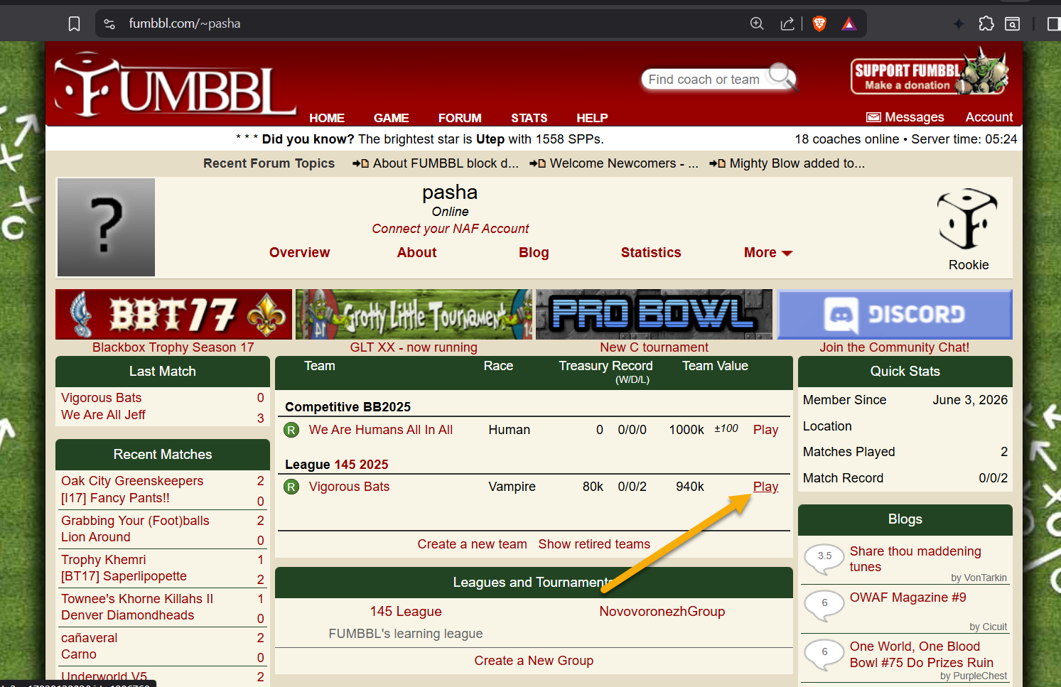 Captura de pantalla de ventana de fumbbl.com para descargar el archivo jnlp.